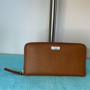 Kate Spade Bailey Tan Leather Zip Around Wallet